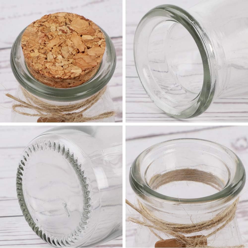 CUCUMI 12pcs 3.4oz Small Glass Jars with Lids, 100ml Candy Jars Potion Bottles with Cork, Mini Jars Set for Party Wedding Favors Halloween Décor