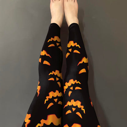 Halloween Cosplay Leggings Outfit Tights for Women Girls Clothes Pumpkin Horror Nights Witch Bat Sugar Skull Leggings Women's Novelty Stretchy Legging