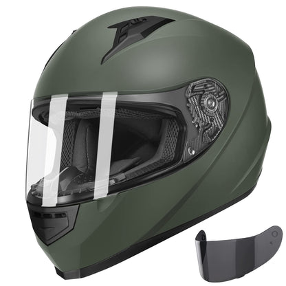 GLX GX11 Compact Motorcycle Helmet - Camo, Large - Full Face w/ Tinted Visor, DOT Approved