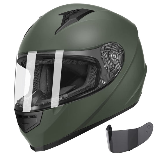 GLX GX11 Compact Motorcycle Helmet - Camo, Large - Full Face w/ Tinted Visor, DOT Approved