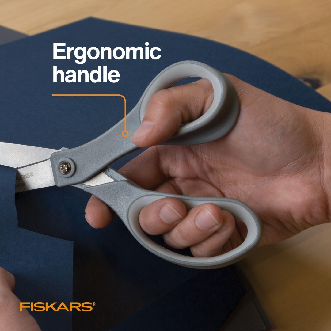 Fiskars All Purpose Scissors, High Performance Cutting, Stainless Steel Blades, Ergonomic and Comfort Handles, Perfect for Arts and Crafts and the Office, Scissors for Office