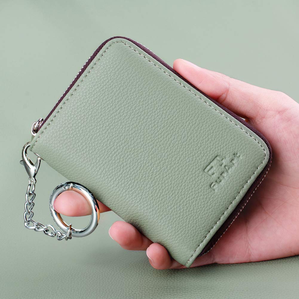 FurArt Zipper Wallet Women, RFID Blocking Credit Card Wallet, Business Card Holder, Compact Size KeyChain Wallet