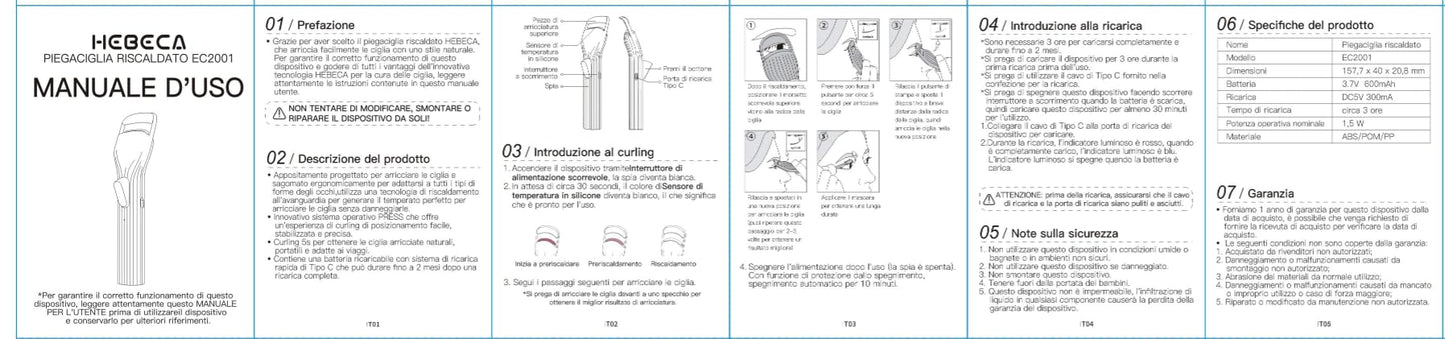 HEBECA Heated Eyelash Curlers, Electric Lash Curler with Innovative Heating Silicone Pad for Lifted Lashes 24 Hours,Quick Rechargeable 600mAh Battery EC2001 (Pink)
