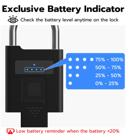 eLinkSmart Fingerprint Padlock with Key Backup, Heavy Duty Weatherproof Bluetooth Biometric Keyless Electronic Digital Smart Pad Lock for Gate Outdoor Fence Gym Locker Pool Shed Storage