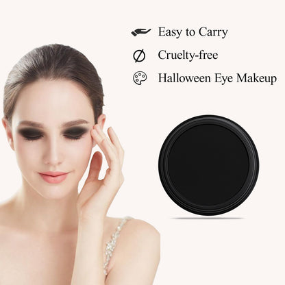 FIVEFULU Single Black Eyeshadow, Pressed Powder Matte Eye-Shadow Palette Make-up, Blendable Long Lasting High Pigment Black Eye Makeup Halloween Paint & Face Body Paint