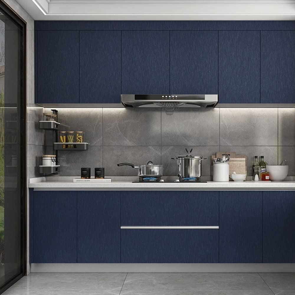 Upgrade Navy Blue Peel and Stick Contact Paper for Dishwasher Fridge Refrigerator Stove Appliances Self Adhsesive Vinyl Film Stainless Steel Wallpaper Removable 15.7x117 Inches