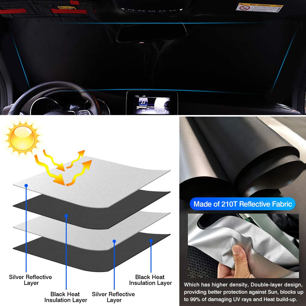 KUST Windshield Sun Shade for Honda Civic 2016-2021 Sunshade Foldable Window Sun Visor Protector Blocks UV Rays Keep Your Car Cooler