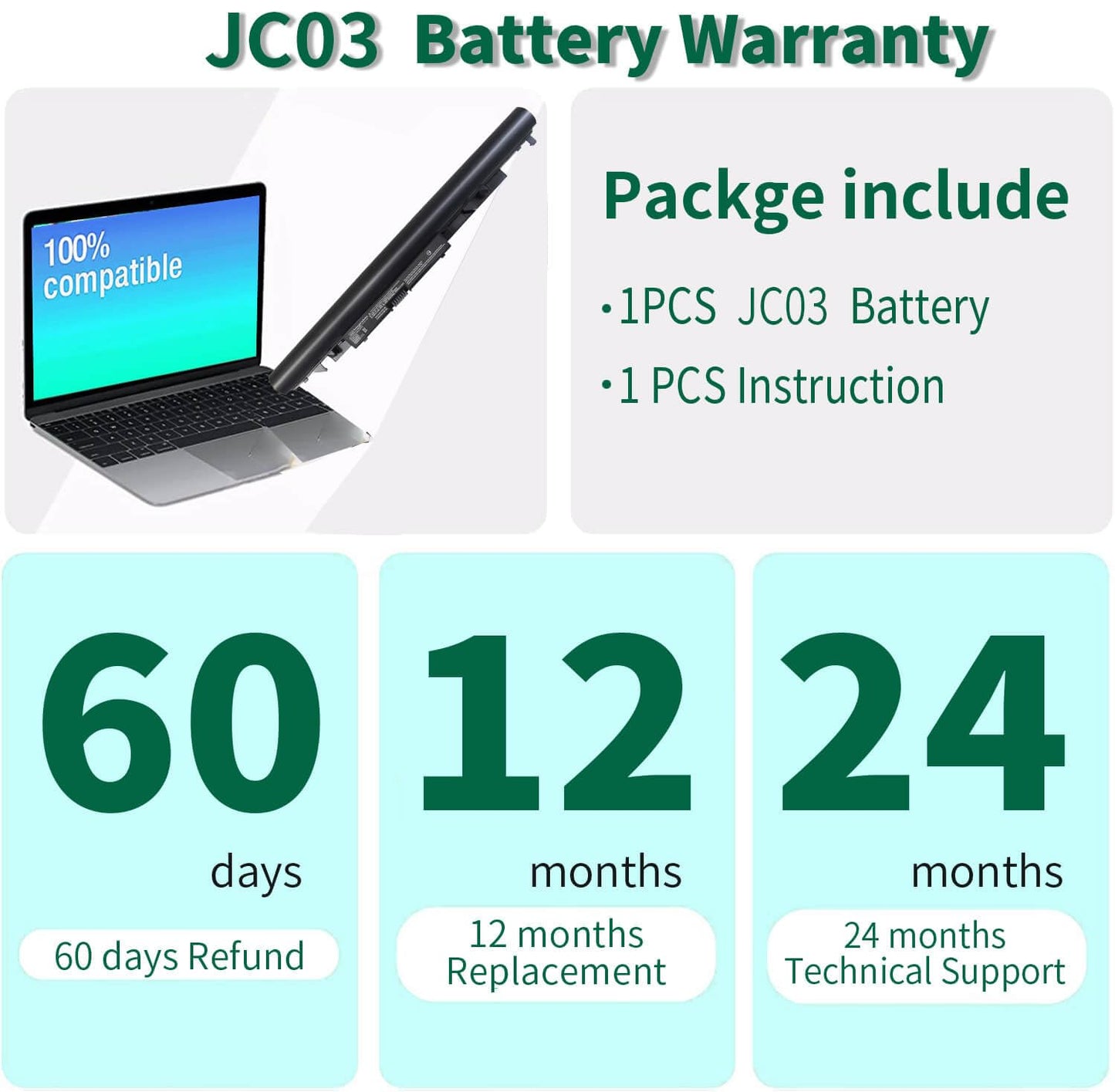 919700-850 JC03 Laptop Battery for HP 15-bs 15-bw 17-bs Series 15-bs0xx 15-bs1xx 15-bs015dx 15-bs013dx 15- bw033wm 15-bw053od 919701-850 919681-421 HSTNN-LB7V 3inr19/66
