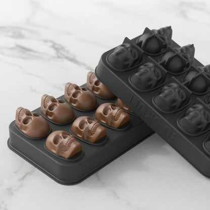 HAVOER 3D Skull Ice Cube Mold Tray -Novelty Shaped Ice Maker for Whiskey Cocktails Drinkers,Bartenders,Easy Release Silicone kull Molds,Baking Chocolate Candy,Home Bars