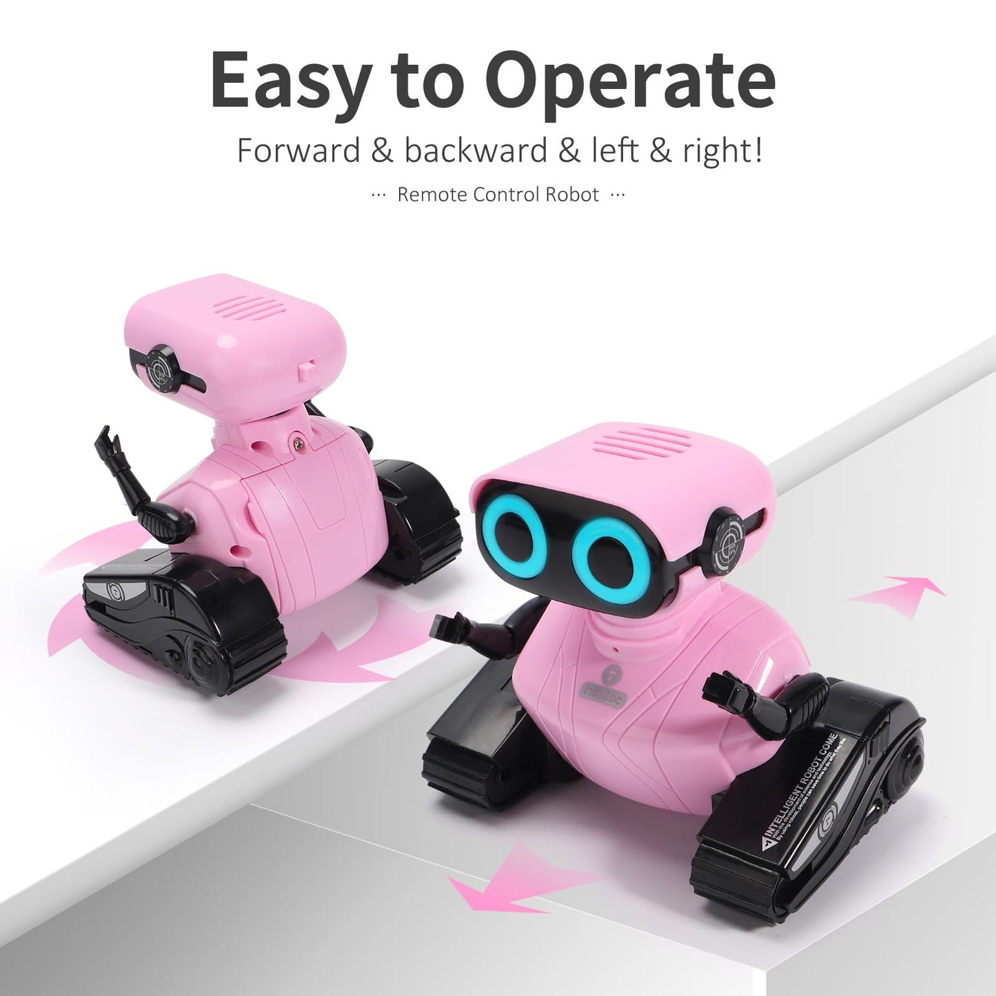 GILOBABY Robot Toys, Remote Control Robot Toy, RC Robots for Kids with LED Eyes, Flexible Head & Arms, Dance Moves and Music, Birthday Gifts for Girls Age 3+ Years (Pink)