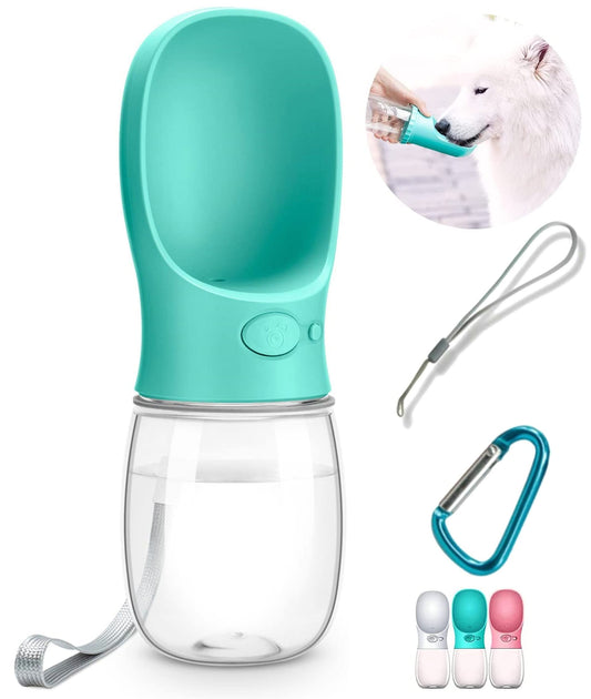 DEYACE Dog Water Bottle, Leak Proof Portable Pet Water Bottles for Dogs, Puppy Water Dispenser with Drinking Feeder for Travel (Teal 12oz)