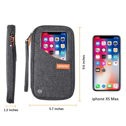 defway Passport Holder Travel Wallet - Family Passport Holder of 4, RFID Blocking Passport Wallet for Men Women, Travel Essentials for Flying, GREY