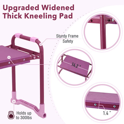 Colwelt Garden Kneeler Upgraded, Gardening Kneelers Stool with Rugged & Sturdy Steel Frame, Garden Seat and Kneeler Bench with Tool Pouch, EVA Foam Pad Protects Your Knees(Purple)