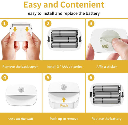 LED Night Light with Motion Sensor, AmmToo Motion Light with Battery, Indoor Night Light, Cabinet Lighting, Auto On/Off Light Sensor Light for Hallway, Stairs, Bathroom, Bedroom (Pack of 2)