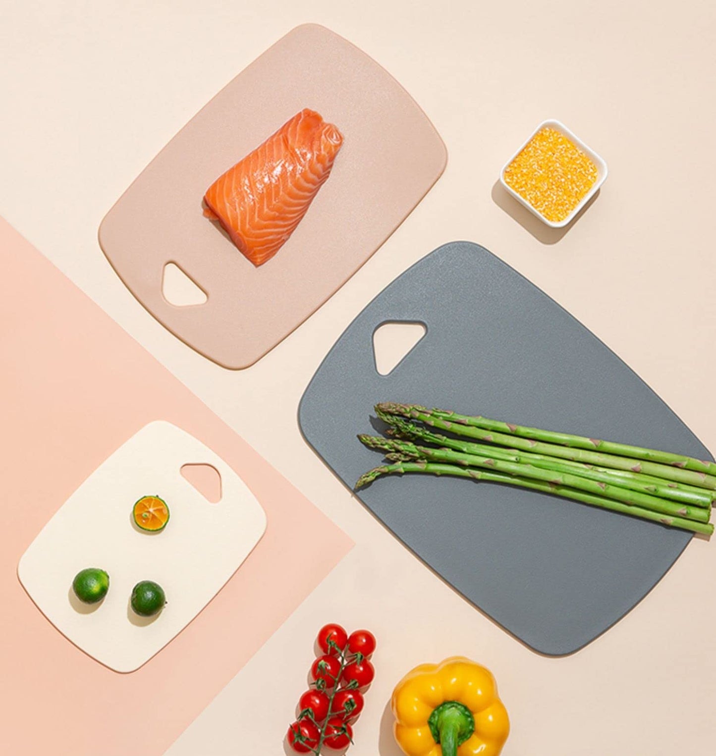 Cutting Boards for Kitchen,Plastic Cutting Board Set of 3, Thick Chopping Boards for Meat, Veggies, Fruits, with Easy Grip Handle,Dishwasher Safe (Pink, 3Pcs)