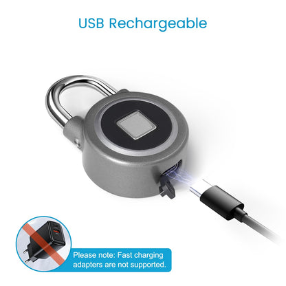 Fingerprint Padlock, Bluetooth Lock, Mobile APP, MEGAFEIS Smart Padlock with Keyless Biometric, Water Resistant, Suitable for Gym, Sports, Bike, School, Locker and Storage(Grey)