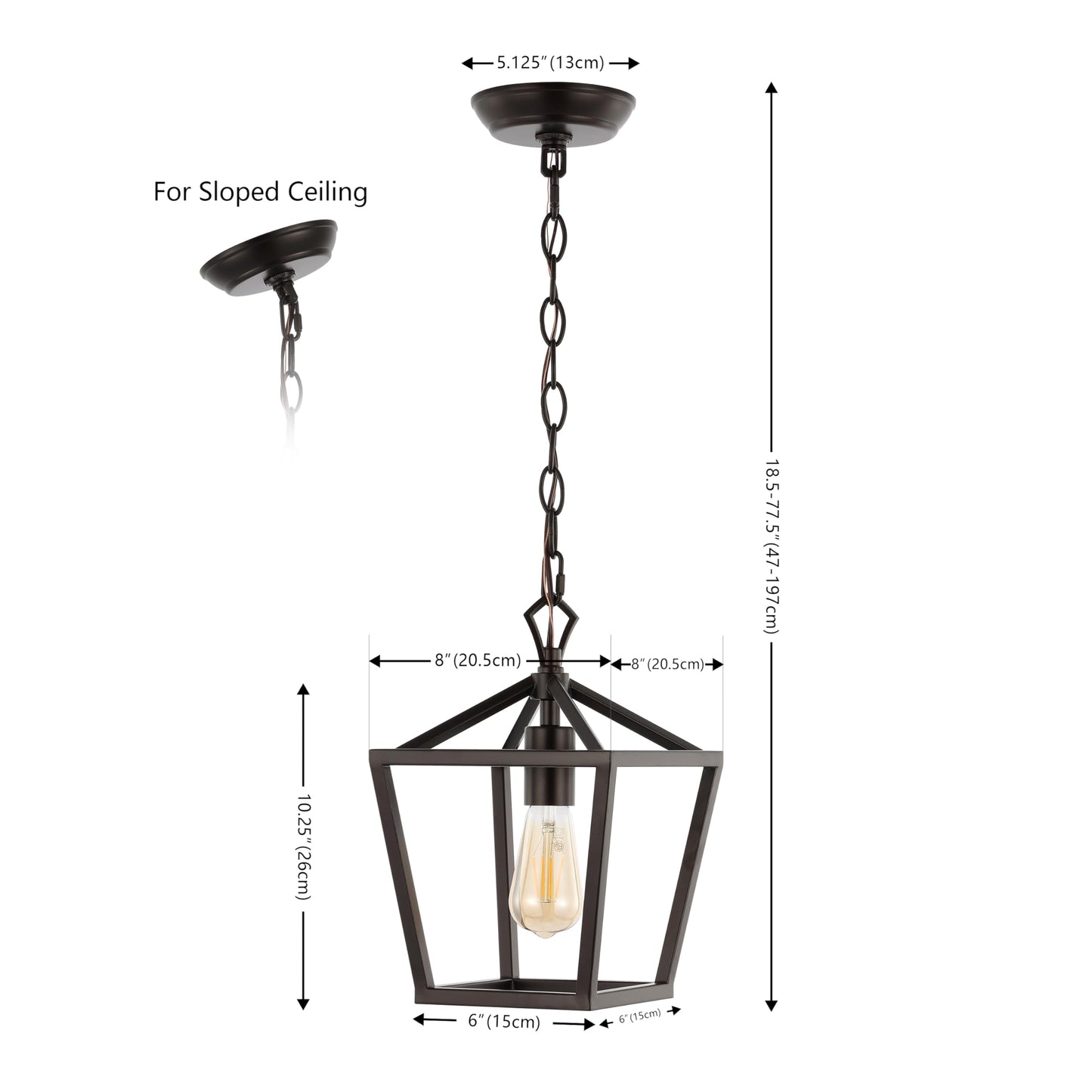 JONATHAN Y JYL7618A Pagoda 8" 1-Light Vintage Farmhouse Iron Chain Pagoda LED Pendant Minimalist, Rustic, Industrial, Classic, Casual, Living Room, Dining Room, Bedroom, Foyer, Oil Rubbed Bronze