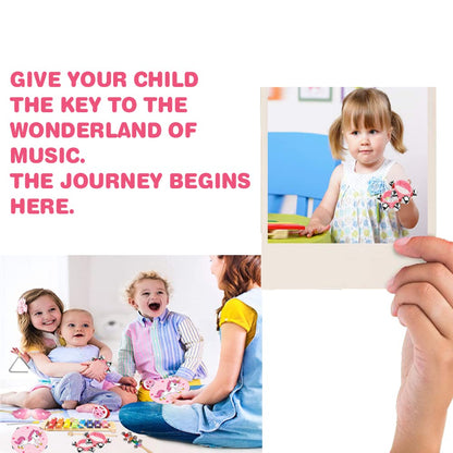 Kids Musical Instruments Sets, 12pcs Wooden Percussion Instruments Toys Tambourine Xylophone for Kids Playing Preschool Education, Early Learning Musical Toys for Boys Girls Gift (Pink)