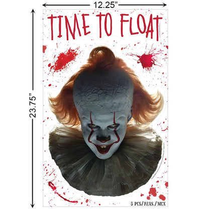 It Chapter Two Pennywise Face Glass Grabber - 12.25" x 23.75" (Pack of 1) - Sinister Clown Window D?cor Perfect for Horror Fans and Themed Events