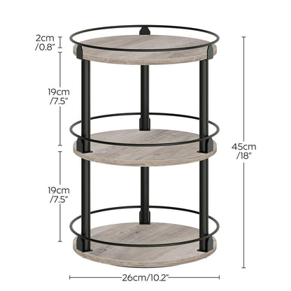 3-Tier Lazy Susan Organizer, Rotating Spice Rack, Spinning Organizer, Industrial Turntable Spice Rack Organizer for Cabinet, Kitchen Countertop, Pantry, Rustic Brown and Black SR23BR