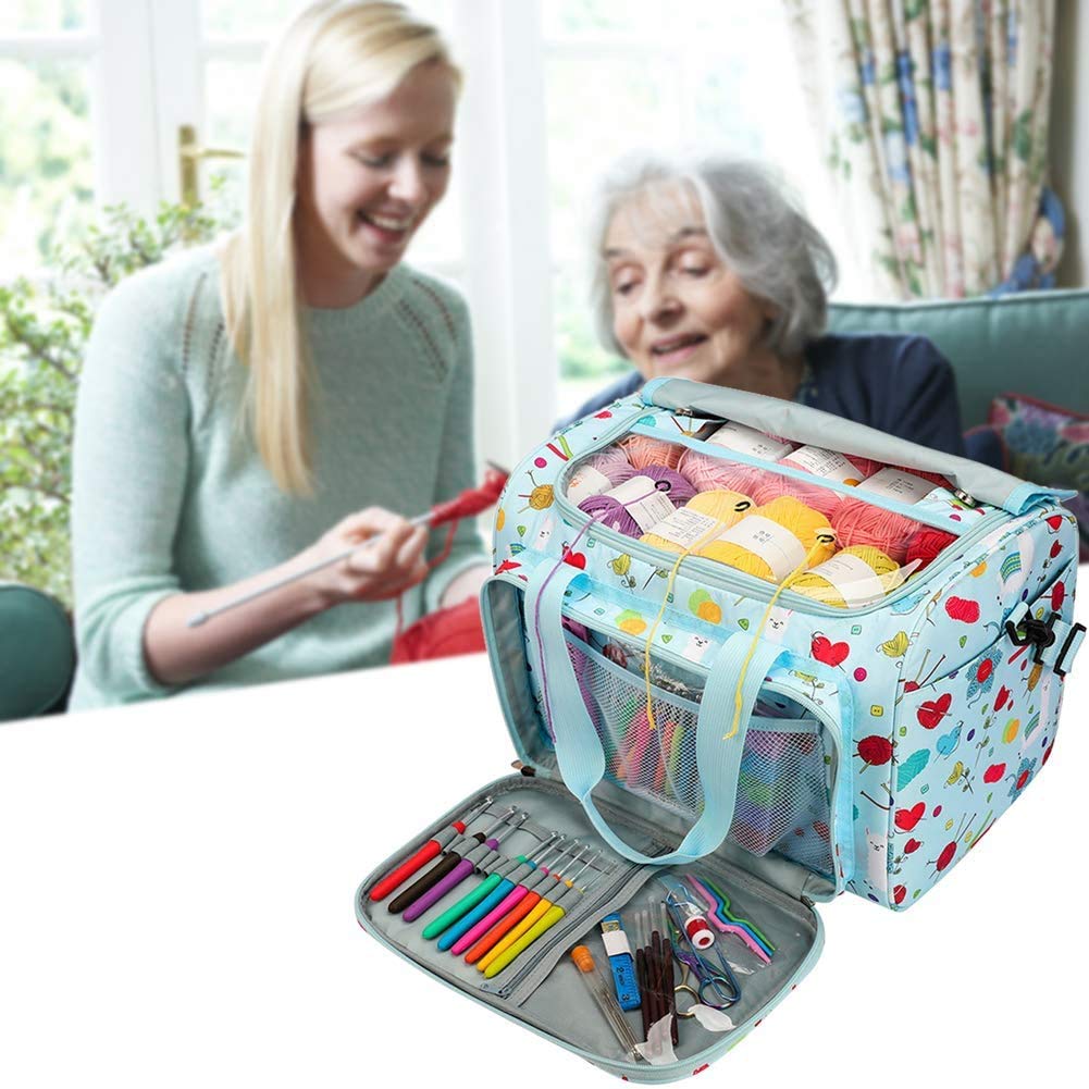 Coopay Yarn Storage Knitting Bag, Large Capacity Yarn Bag for Yarn and Knitting & Crochet Supplies, Detachable Shoulder Strap Portable Knitting Tote Bag Crochet Bag, Best Gifts for Crochet Lovers