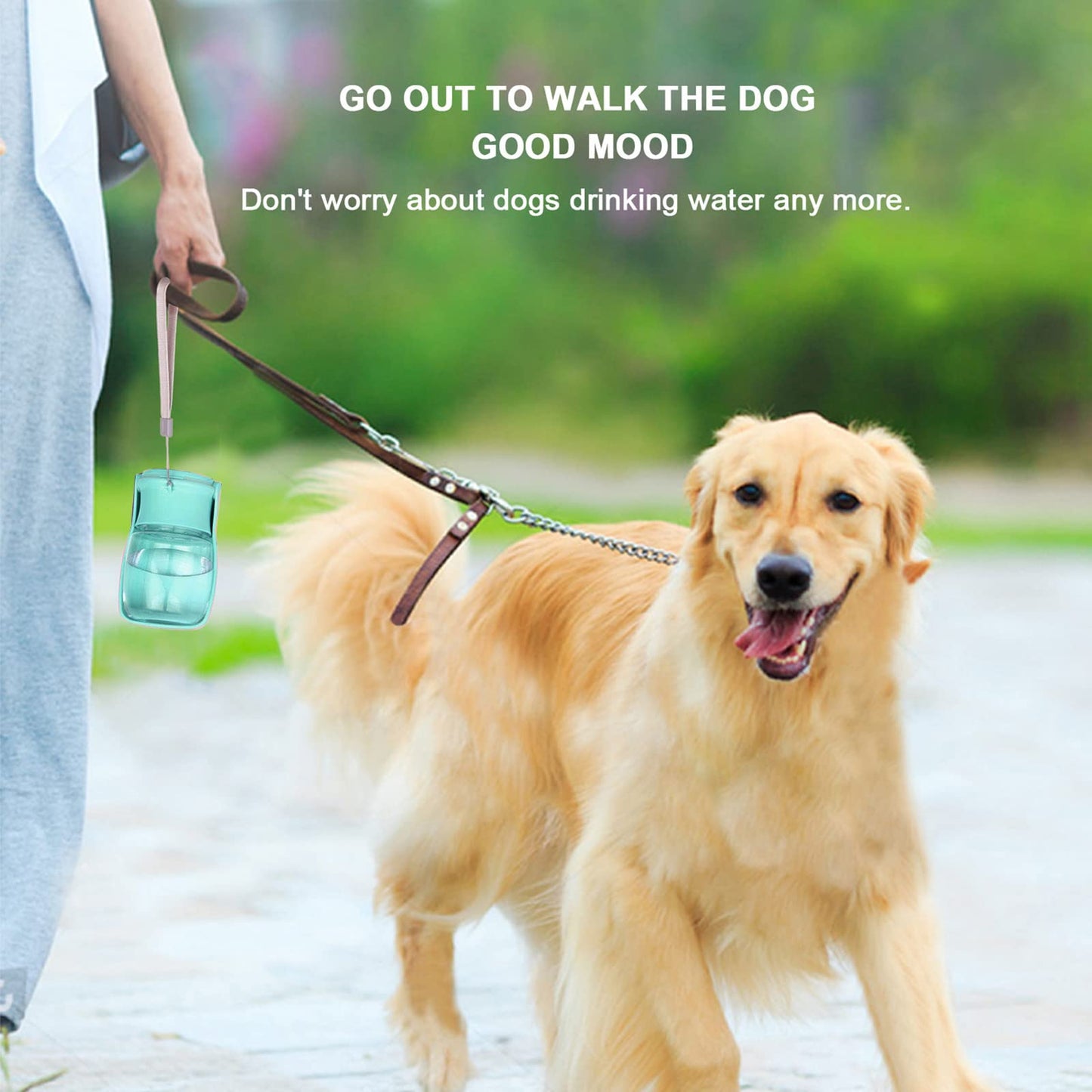 COMTENS Portable Dog Water Bottle for Walking, Leak Proof Foldable Pet Water Bottles Dispenser Bowl Travel Drink Cup for Walking Hiking Traveling