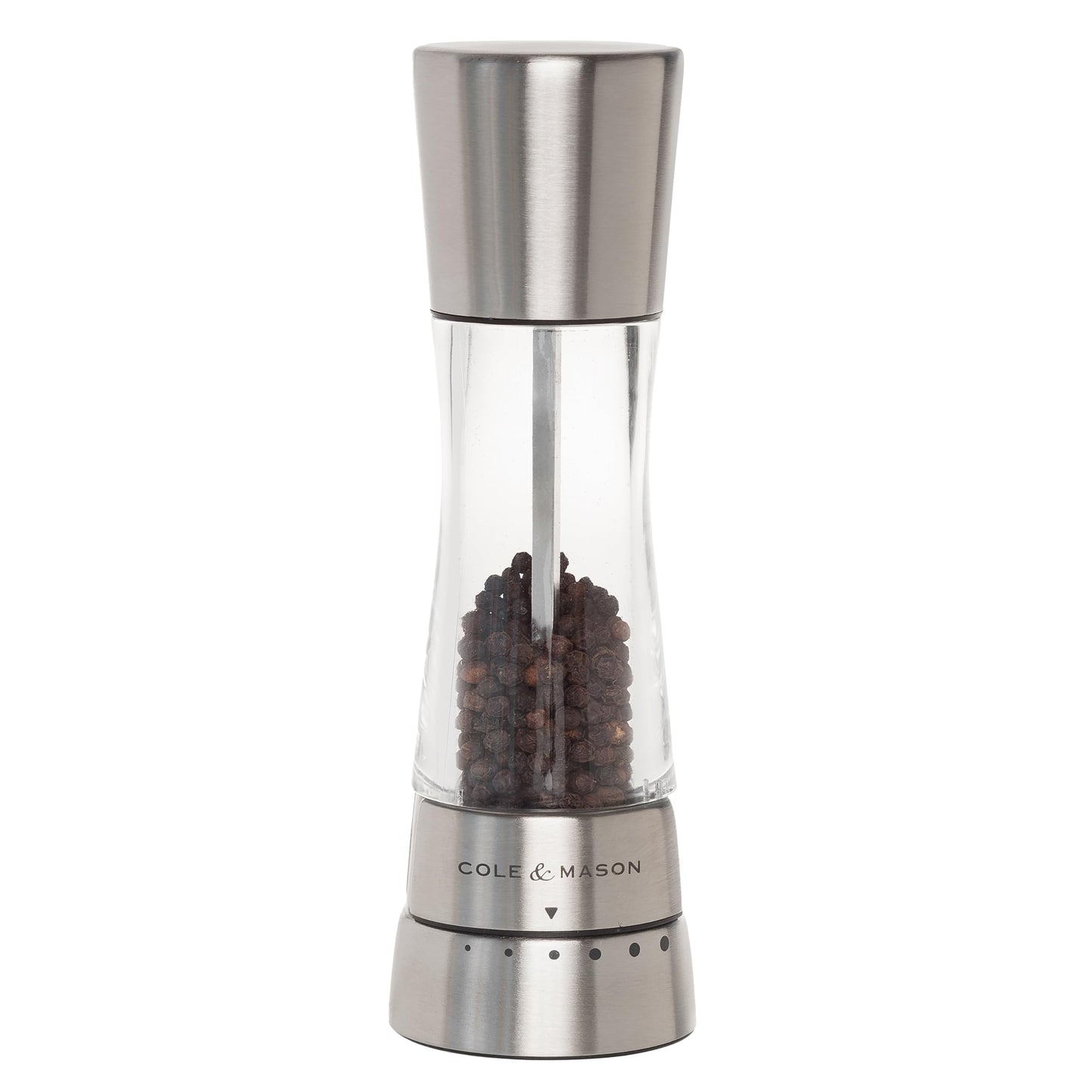 Cole & Mason Derwent Pepper Mill - Refillable Pepper Grinder with Gourmet Precision Mechanisms - Kitchen Accessories for Cooking - Black Peppercorn Grinder for Seasoning - Pepper Mill, Stainless Steel