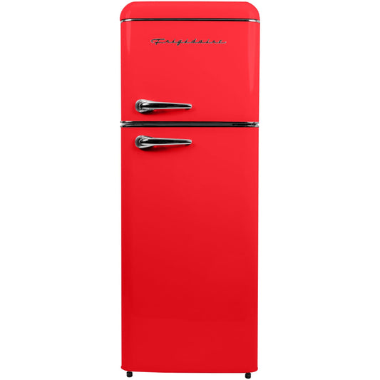 Frigidaire EFR756, 2 Door Apartment Size RETRO Refrigerator with Top Freezer, Chrome Handles, 7.5 cu ft