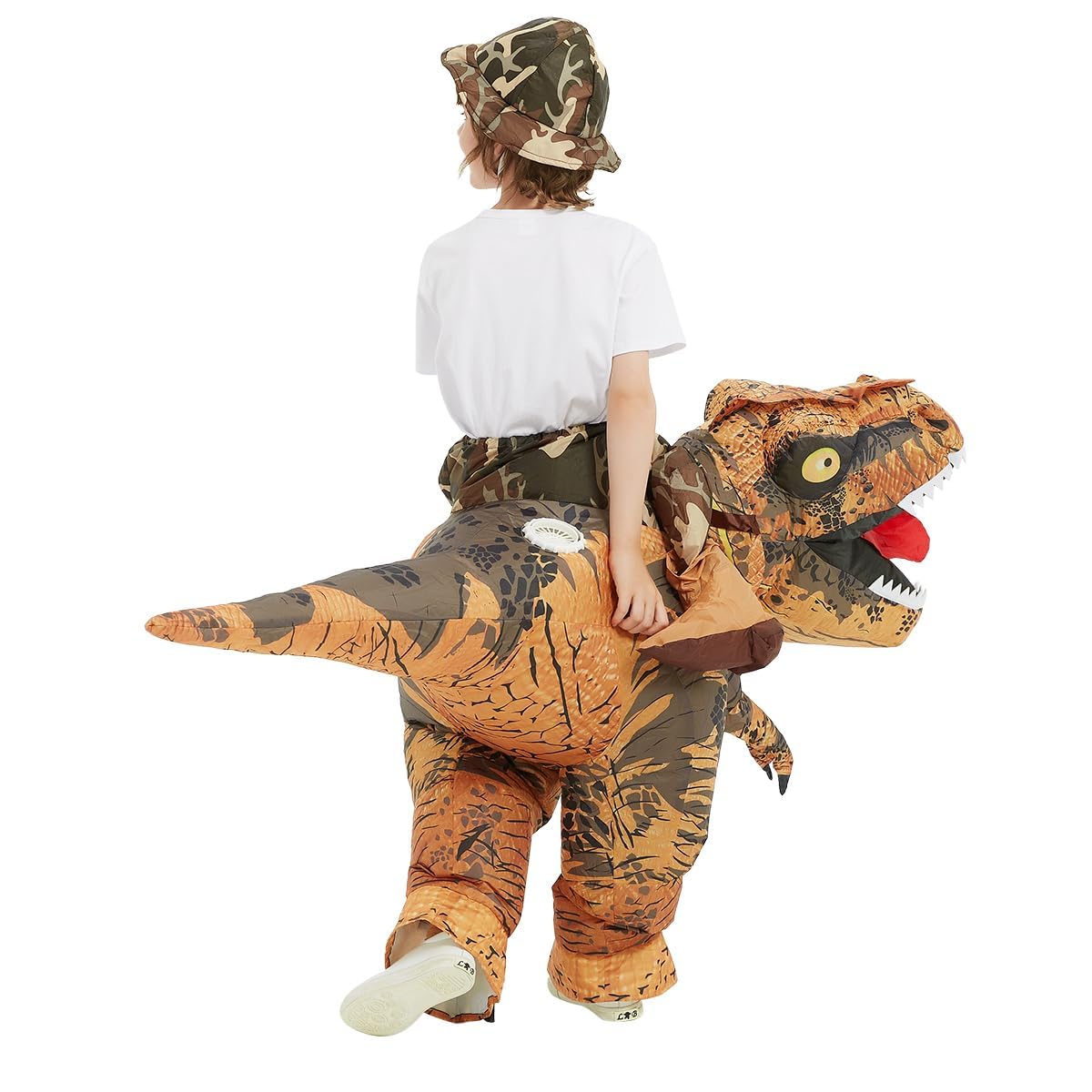 GOOSH Inflatable Dinosaur Costume Kids –Halloween Party Blow up T Rex Outfit, Breathable Fabric, Lightweight & Flexible for Cosplay, Parades (7-10Yrs)