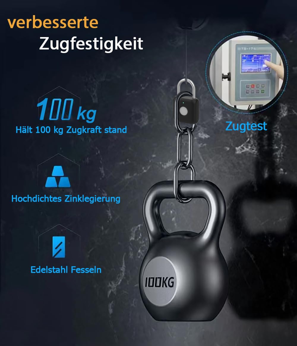 Fingerprint Padlock Phone Watch App Gym Locker Lock: Keyless Padlock eLinkSmart Combination Lock - Black Metal Bluetooth Remote Padlock for Locker Backpack Suitcase Luggage