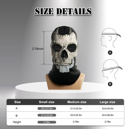 CrosCentury Ghost Mask Call of Duty Full Skull MW2 War Game Cosplay Skeleton Mask for Kid Adults Halloween Costume Masks