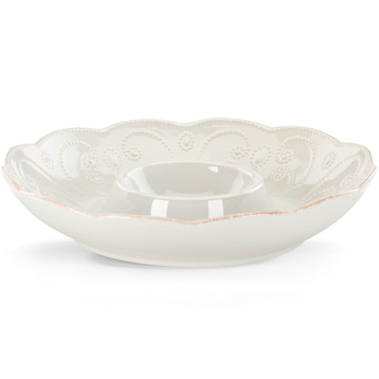 Lenox French Perle Chip and Dip Tray, White -