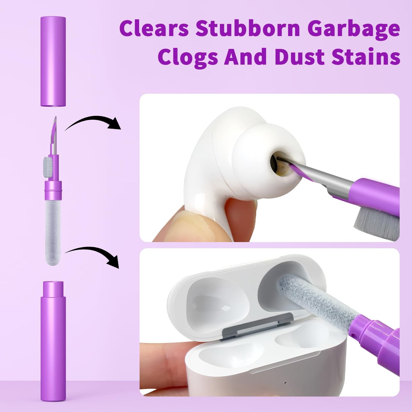 Cleaner Kit for Airpod, Earbud Cleaning Putty, Cleaning Kit Compatible with Airpods iPhone, fits Earbud Phone Ear Wax Dirt, Cleaning with Putty, Cleaning Pen, Microfiber Cleaning Cloth & Brushes