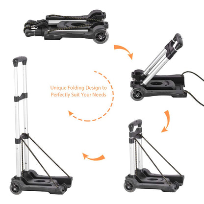 Hivexagon Folding Luggage Cart 88lbs Load Capacity Compact Lightweight and Durable Aluminum Alloy Travel Trolley for Luggage, Personal, Travel, Moving and Office Use