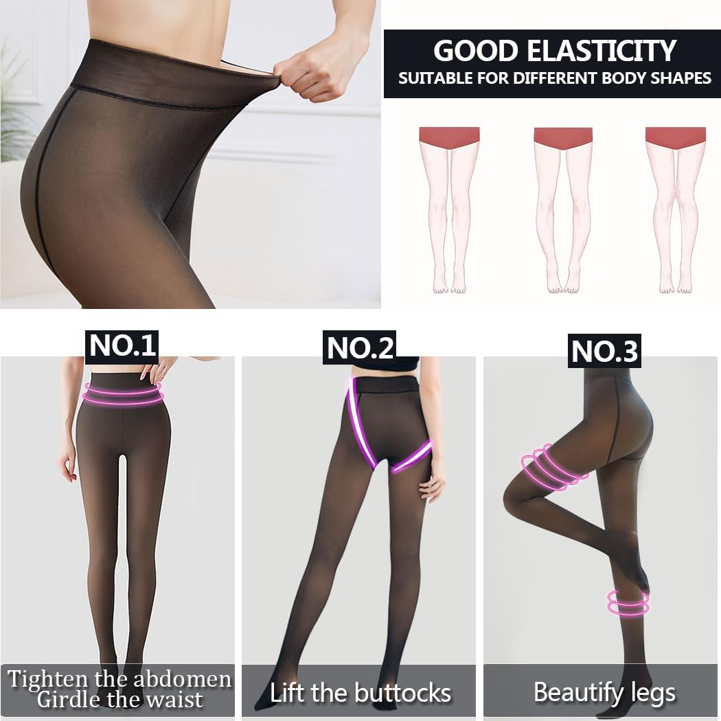 Fleece Lined Tights,Thermal Leggings Women Winter,Sheer Fleece Lined Stockings,Warm Fleece Leggings Thick