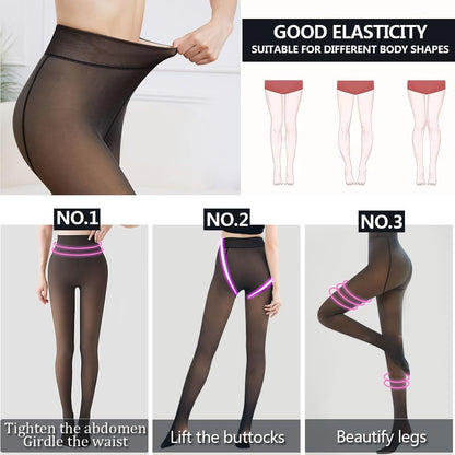 Fleece Lined Tights,Thermal Leggings Women Winter,Sheer Fleece Lined Stockings,Warm Fleece Leggings Thick