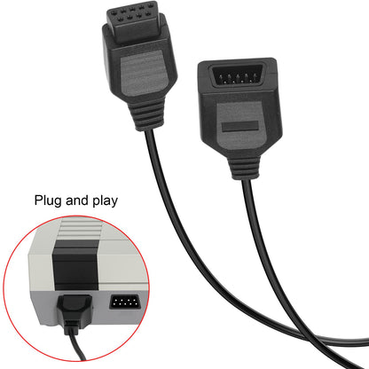 JoFong 9 Pin Controller Extension Cable for AV 620 HD 621 HD 821 Classic Retro Game Console Plug and Play Wired Video Game Controller Gamepad Extension Cable 5.8FT 2-Pack Black