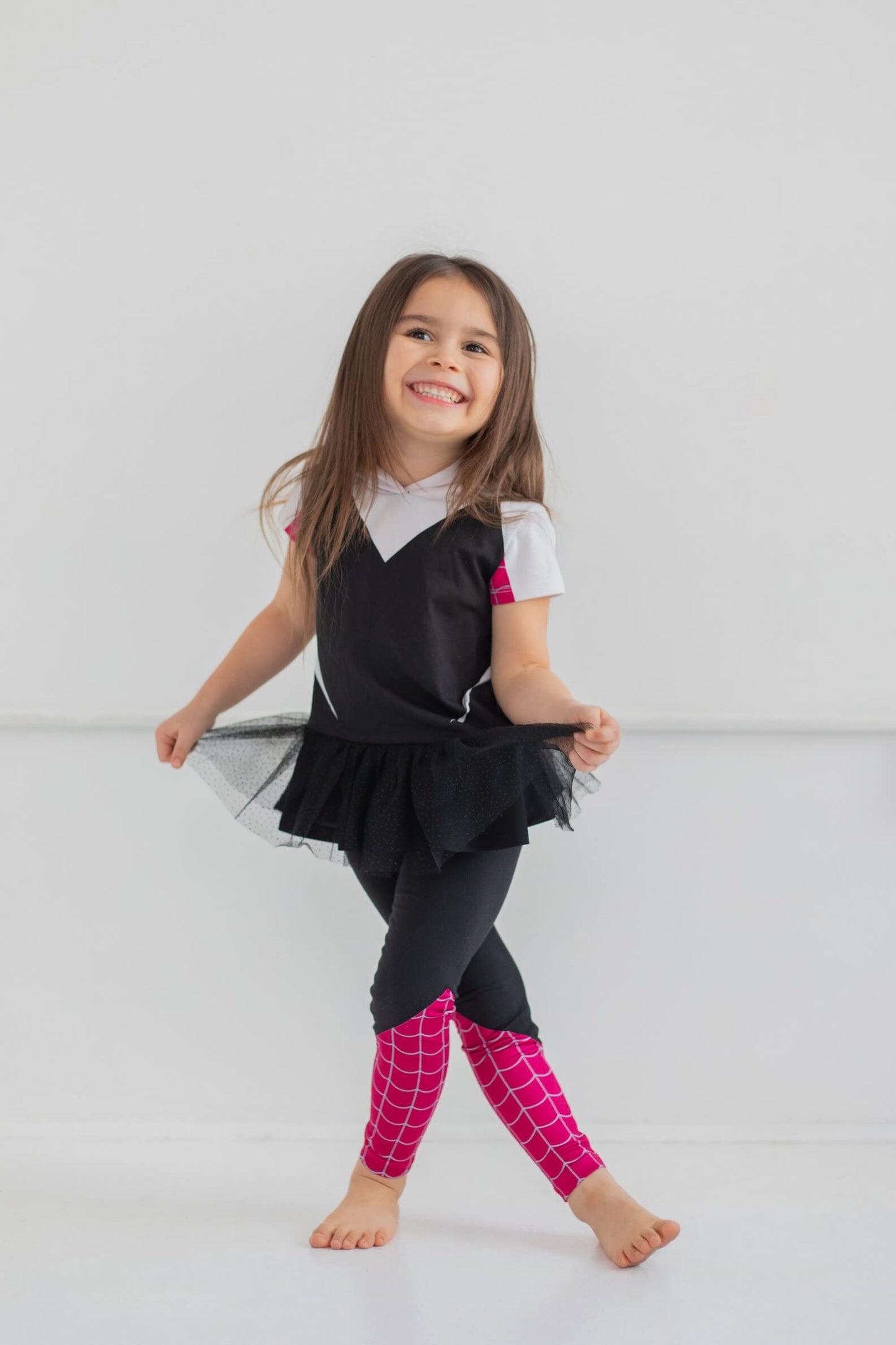 Spider-Man Spider-Gwen Ghost Spider Little Girls Cosplay T-Shirt and Leggings 6