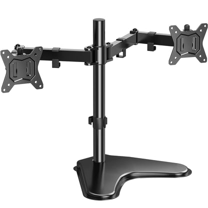 HUANUO 32 inches Dual Monitor Stand up to 17.6lbs per Arm, High-Grade Aluminum Free-Standing Dual Monitors Mount for 2 Screens. Fully Adjustable Dual Monitor Stand for Desk with Tilt, Swivel, Rotation