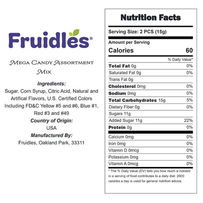 Fruidles Mega Candy Assortment Mix, Perfect for Birthday Party, Social Events, Treats, Assorted Candies & Flavors (Half-Pound)