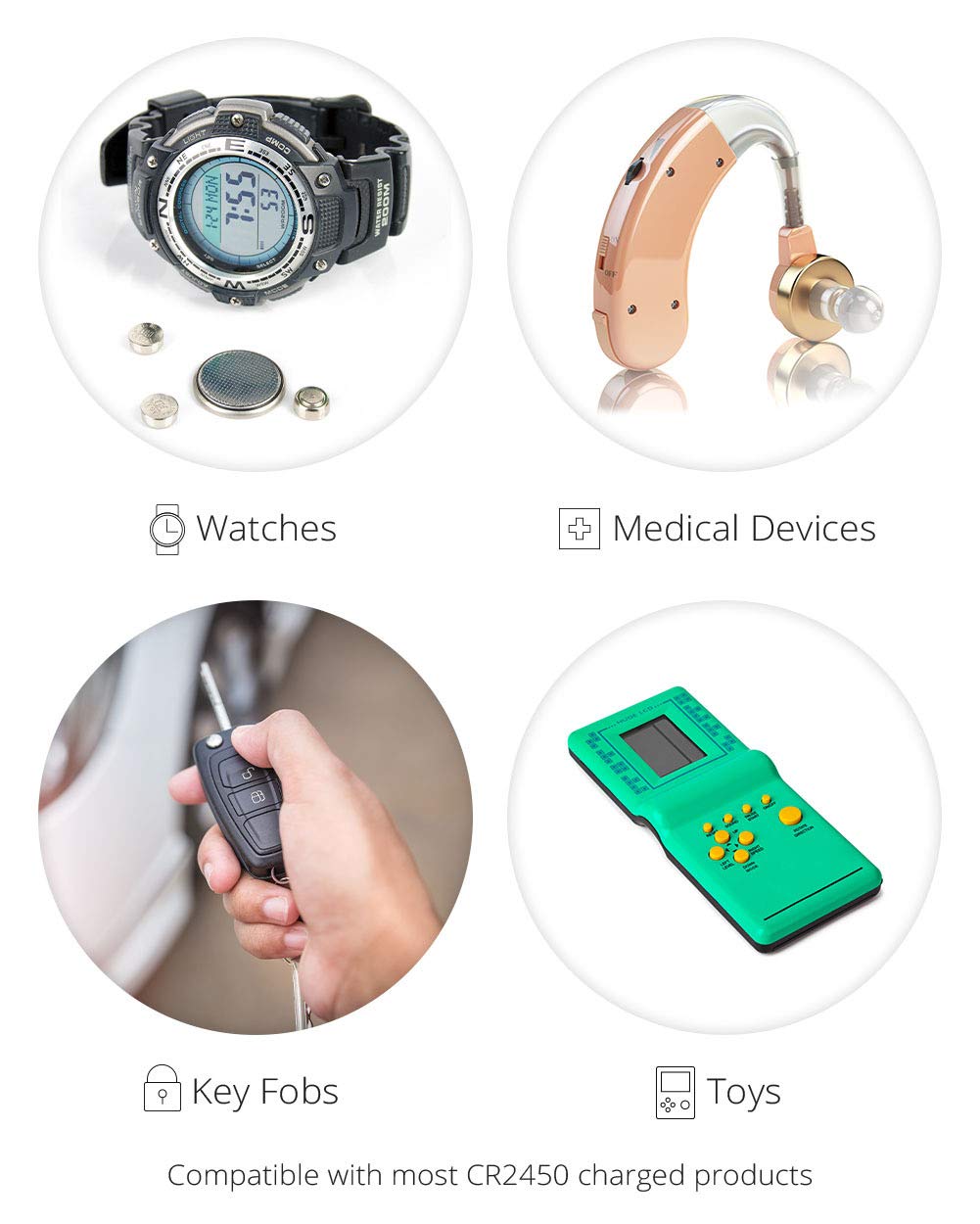 EmazingLights 60 Pack CR2450 Battery 3V Lithium Coin Cell Batteries Long Lasting Multipack for Keyless Remote FOB, Candles