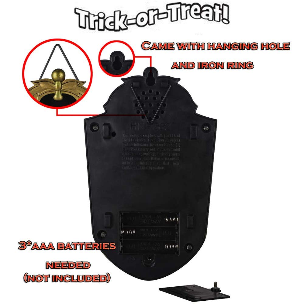 KizBruo Halloween Decoration for Indoor & Outdoor, Talking Doorbell With Lightup Eyeball, Animated Haunted House Party Prop Decor