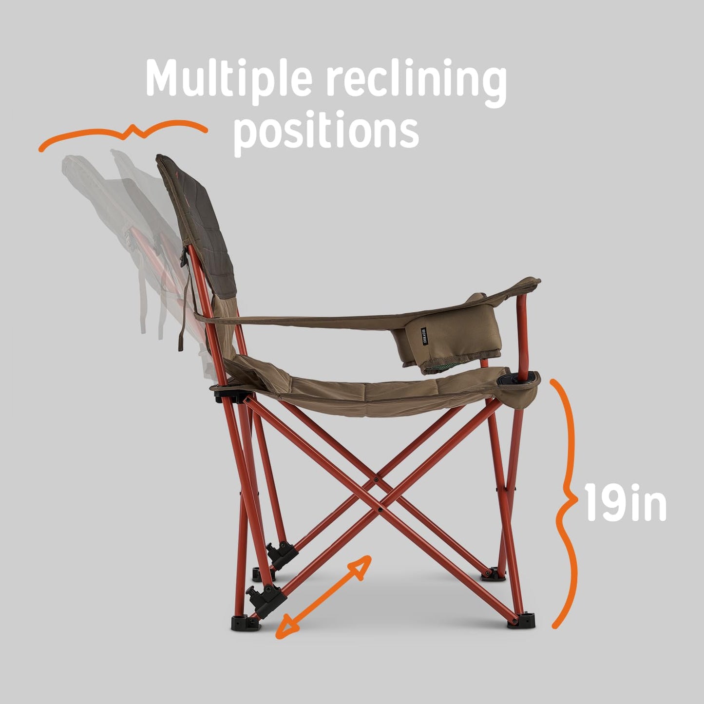 Kelty Deluxe Lounge Chair – Folding Outdoor Camp Chair, Insulated Cupholders, Customized Recline, Steel Frame, Padded Roll Storage, 2024 (Bungee)