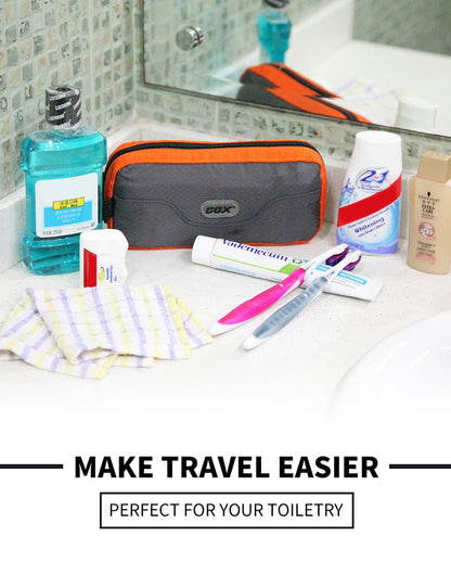 GOX Travel Toiletry Bag Dopp Kit Case for Men Multifunction Packing Organizer Pouch(Orange/Grey)