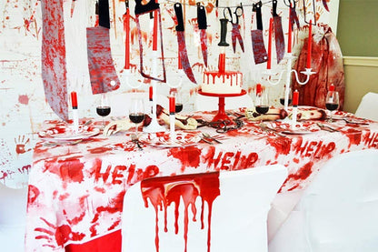 24PCS Halloween Bloody Weapons Garland, Scary Props Banner Garland Hanging Decor Horror Tools for Yard Indoor Outdoor Haunted House Vampire Zombie Party Supplies