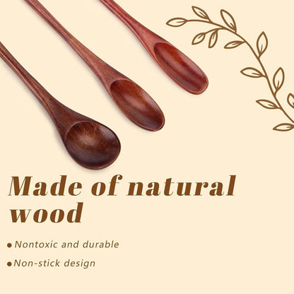 HANSGO 9PCS Wooden Honey Spoons, Mixing Coffee spoon with Long Handle for Jam Dessert Stirring