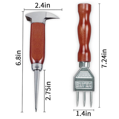 Ice Pick set of 2-7.24 Inch and 6.8Inch Stainless Steel Ice Crusher with Wood Handle, Japanese Style Ice Chipper Ideal for Bars and Home