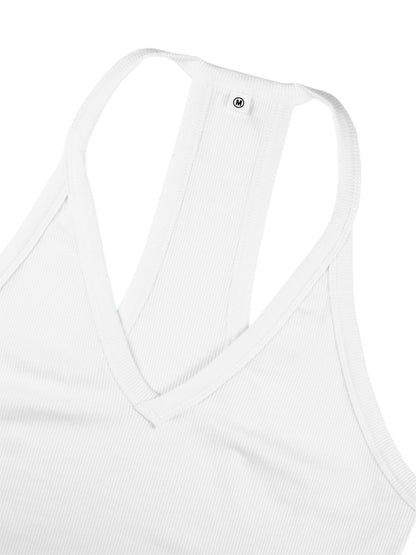 iGENJUN Workout Tops for Women Racerback Tank Tops 2025 Yoga Gym Ribbed Sleeveless Shirts Clothes,M,White