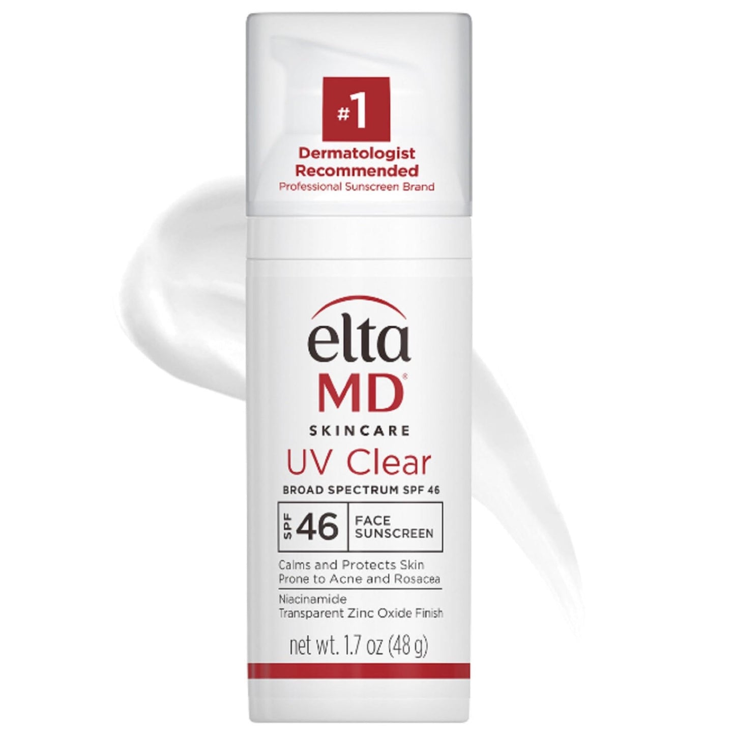 EltaMD UV Clear Face Sunscreen SPF 46, Oil Free for Face with Zinc Oxide, Dermatologist Recommended Sunscreen Lotion, For Acne-Prone Sensitive Skin, 1.7 oz Pump