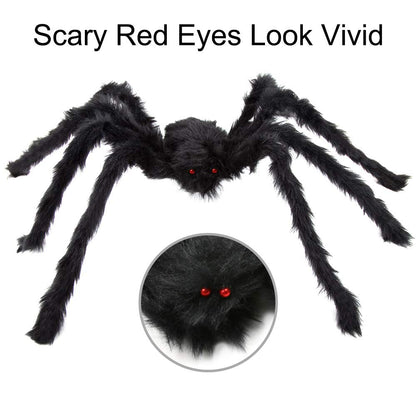 JAMIEWIN Giant Spider for Halloween Decoration 2 Pack, 55 inch Large Hairy Fake Spider Props, Scary Halloween Spider Decoration Outdoor Indoor House Party Yard